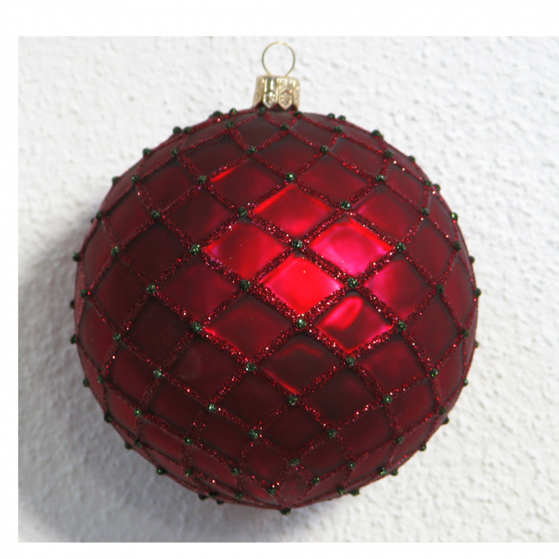 Christbaumkugel Rot /Glitter 8 cm